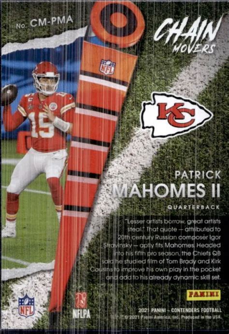 Patrick Mahomes Ll Veteran Card Nfl Panini Chain Movers Chiefs