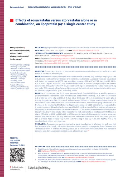 Pdf Effects Of Rosuvastatin Versus Atorvastatin Alone Or In