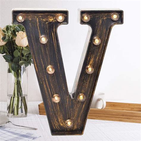 Oycbuzo Golden Black Led Marquee Letter Industrial Vintage Light Up