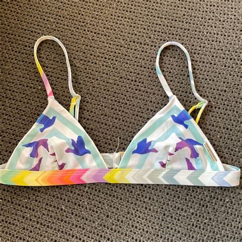 Mara Hoffman Swim Mara Hoffman Swim Bikini Rainbow Bird Triangle Top Small Like New Poshmark