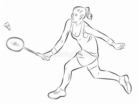 Ejemplo De Un Jugador Del B Dminton Drenaje Del Vector Ilustraci N Del