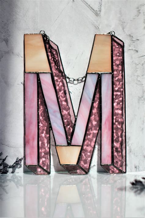 Stained Glass Letters For Home And Holiday Decor In Warm Pink Etsy