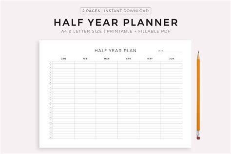 Half Year Planner Printable Landscape Graphic by MyLifePlans · Creative ...