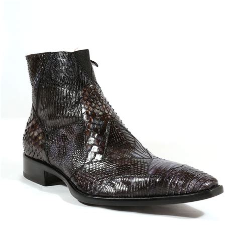 Jo Ghost Italian Mens Shoes Piton Roccia Tejus Black Python Lizard