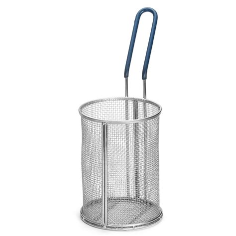 Tablecraft 985 Stainless Steel Pasta Basket 5 1 4 X 7 Round Blue Handle