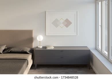 Horizontal Poster On White Wall Bedroom Stock Illustration 1734848528 ...