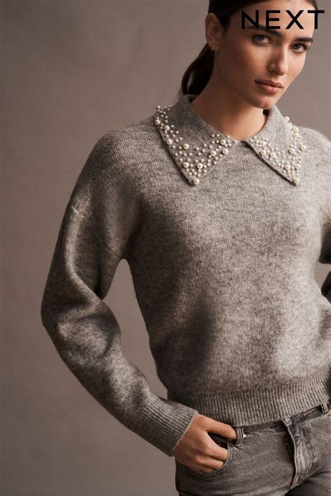 Ladies Jumpers With Pearls Hot Sale