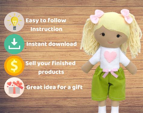 Pdf Rag Doll With Clothes Sewing Pattern Tutorial Dress Up Etsy