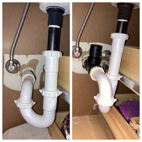 Help Bathroom Sink Drains Very Slow And Isnt Clogged Left Is Before