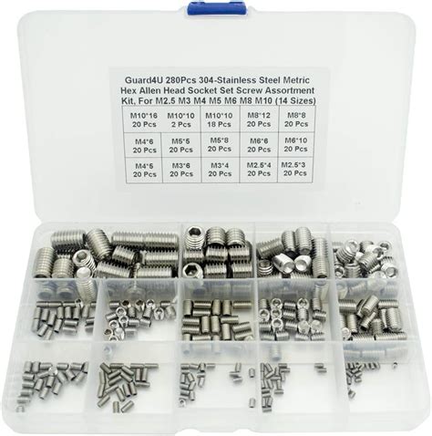 Amazon Guard4U 280Pcs 304 Stainless Steel Metric Hex Allen Head