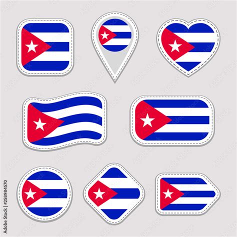 Cuba Flag Vector Set Cuban Stickers Collection Isolated Geometric