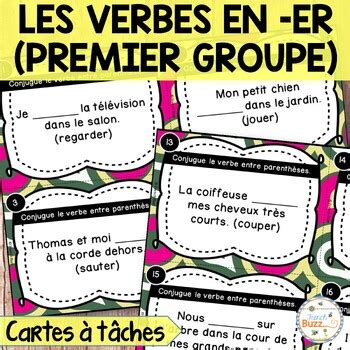 Les verbes du premier groupe en er Cartes à tâches French Verbs