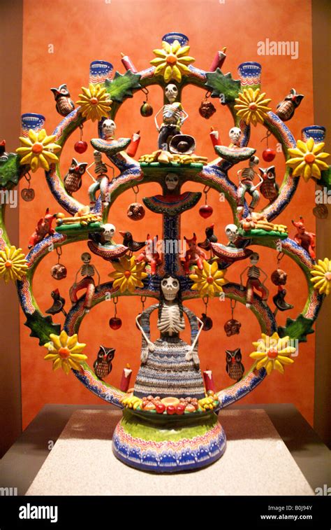 Mexican Ceramic Tree Of Life Or Arbol De La Vida Candelabra National