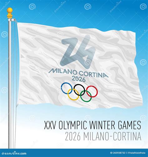 XXV Olympic Winter Games 2026 Flag, Milano and Cortina Stock Vector