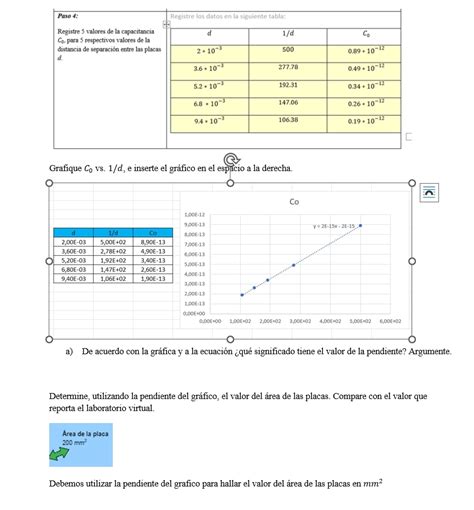 Solved Paso Registre Valores De La Capacitanci C Para