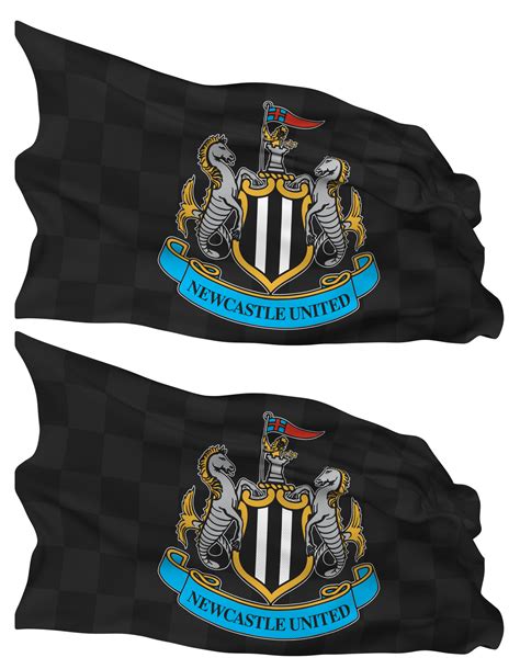 Newcastle United Football Club Flag Waves Isolated In Plain And Bump