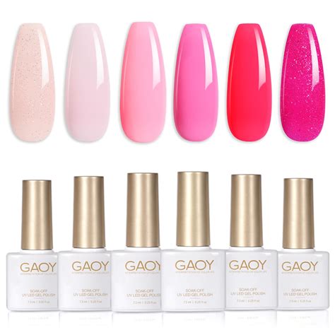 Amazon GAOY Pink Glitter Gel Nail Polish Set Colors Nude Neon