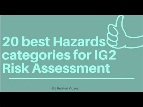 20 best hazards Categories IG2 Risk Assessment ǀǀ How to complete Risk