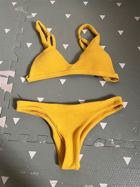 Yellow Bikini Set Women S Fashion Swimwear Bikinis Swimsuits On Carousell