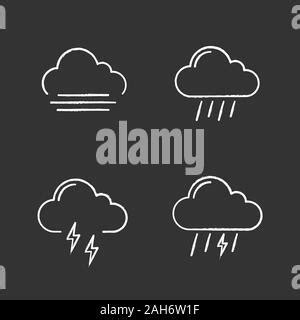 Wettervorhersage Chalk Symbole Gesetzt Regen Sonne Regen Wolken