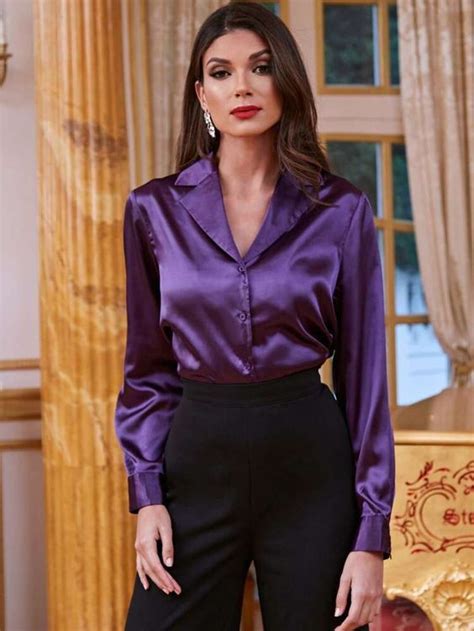 Shes Important Blouse And Pants Satin Blouse Office Miss Fashion Silk Satin Shiny