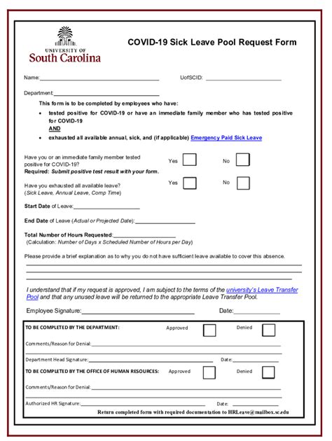 Fillable Online Covid Sick Leave Pool Request Form Fax Email Print