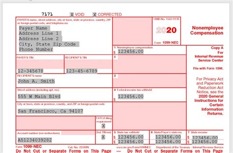 2020 1099 NEC Form Print Template For Word Or PDF 1096 Transmittal