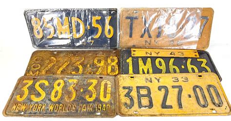 Lot - (6) New York State License Plates