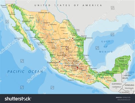 1,387 Mexico physical map Images, Stock Photos & Vectors | Shutterstock