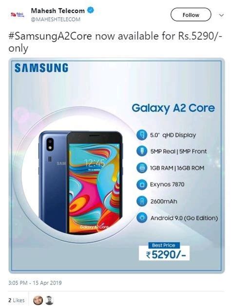 Murah Meriah Samsung Galaxy A2 Core Meluncur Dengan Android Go