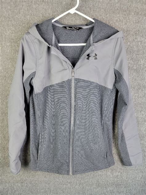 Under Armour Coldgear Hooded Jacket Size Yxl Gray Ebay