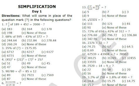 Worksheet On Simplification