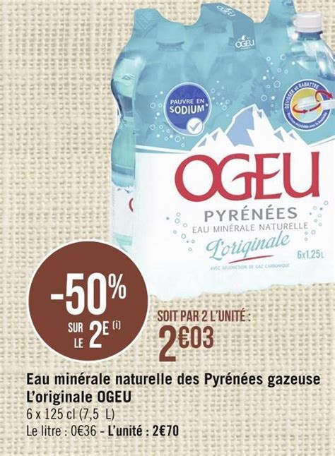 Promo Ogeu eau minérale naturelle des pyrénées gazeuse loriginale chez