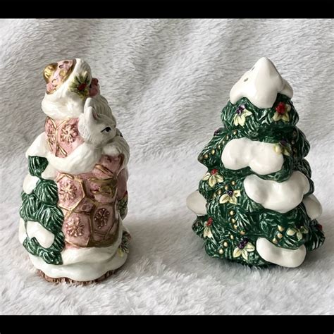 Fitz And Floyd Holiday Fitz Floyd Snowy Woods Santa Salt Pepper