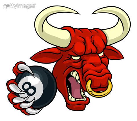 Bull Minotaur Longhorn Cow Pool Mascot Cartoon