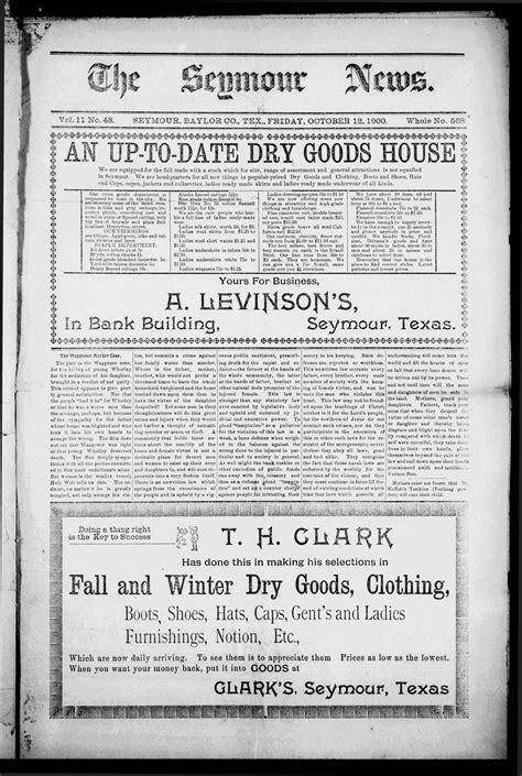 The Seymour News (Seymour, Tex.), Vol. 11, No. 48, Ed. 1 Friday ...