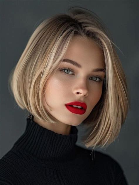 Blonde Wig Bob Straight Remy Human Hair Layered Wigs