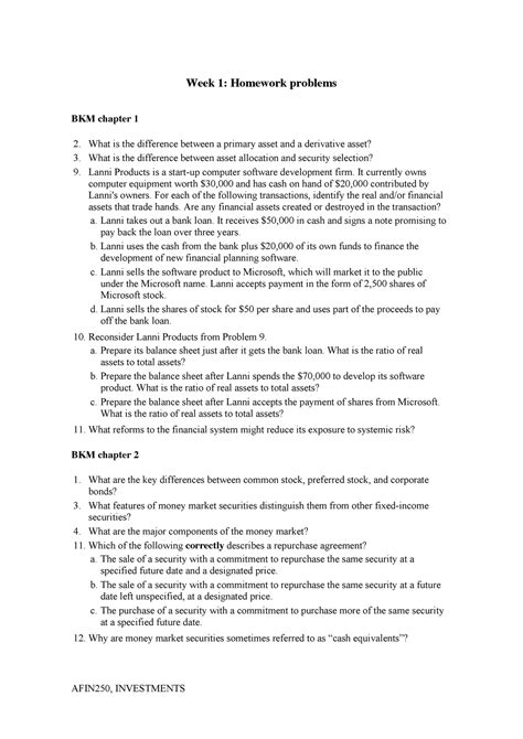 WK 1 5 Q A Week 1 5 Problem Sets With Solutions Warning TT