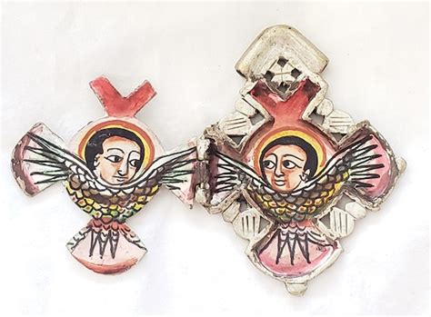 Ethiopian Coptic Painted Cross Icon Handmade Religiou Gem