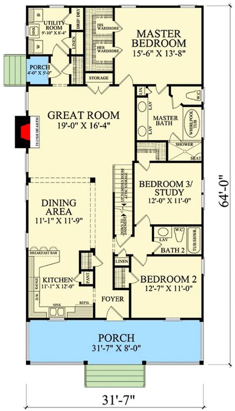 Plan 32623WP Southern Cottage House Plan With Metal Roof Southern