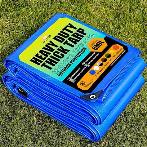 Amazon Eastarp X Mil Heavy Duty Waterproof Blue Tarps Uv