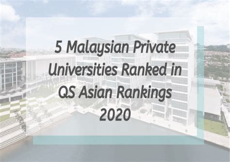 5 Malaysian Private Universities Ranked In Qs World Rankings 2020