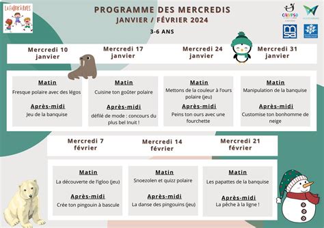 Programme Des Mercredis De Janvier Et F Vrier Montournais