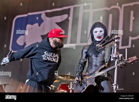 The guitarist of the US-band Limp Bizkit, Wes Borland (R), and singer ...