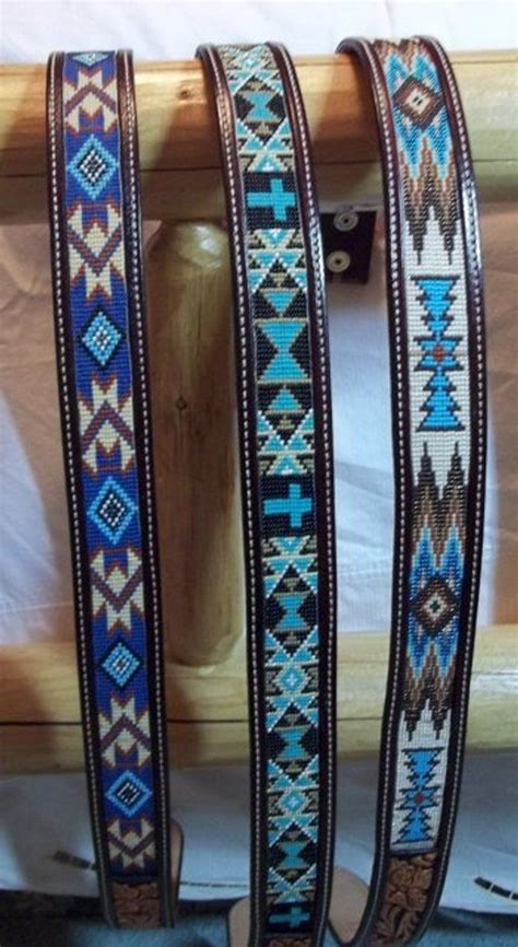 Beaded Inlay Belts With Two Tone Flowers Beaded Belts Patterns