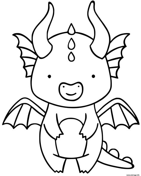 Coloriage Dragon Facile Maternelle Simple Pour Enfant Jecolorie