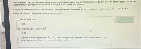 Solved In A Memory Test The Test Subjects Are Given A Large