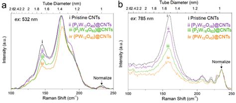 A And B Raman Spectra Of Doc Dispersed Swcnts Encapsulated With P