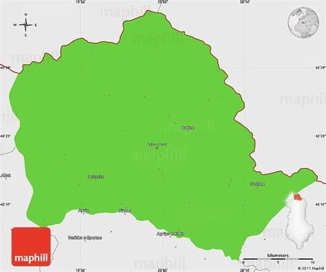 Political Simple Map of Tropojë, single color outside, borders and labels