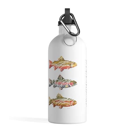 3 Trout Stainless Steel Water Bottle With Fly Fishing Quote Etsy Uk